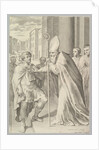 St. Ambrose, Archbishop of Milan, Turning Back Emperor Theodosius, 1681 by Claude Mellan