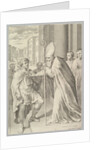 St. Ambrose, Archbishop of Milan, Turning Back Emperor Theodosius, 1681 by Claude Mellan