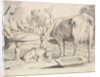 Country Scene with a Peasant, Cow and Calf by Claude Mellan