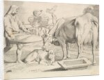Country Scene with a Peasant, Cow and Calf by Claude Mellan