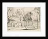 Country Scene with a Peasant, Cow and Calf by Claude Mellan