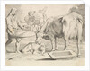 Country Scene with a Peasant, Cow and Calf by Claude Mellan