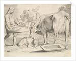 Country Scene with a Peasant, Cow and Calf by Claude Mellan
