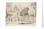 Country Scene with a Peasant, Cow and Calf by Claude Mellan