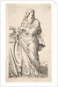 Robed woman standing next to a plinth, her right hand bears a palm branch, a harp r…, ca. 1620-88 by Claude Mellan