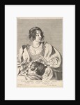 Delilah preparing to cut Samson's hair with scissors in her right hand, below her ches…, ca. 1629 by Nicolas Viennot