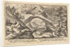 Aftermath of the Flood: human bodies strewn on dry land in the foreground, Noah's ark moor…, 1612 by Crispijn de Passe I