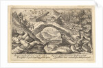 Aftermath of the Flood: human bodies strewn on dry land in the foreground, Noah's ark moor…, 1612 by Crispijn de Passe I