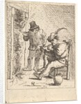 Two male peasants holding pipes before a fireplace, one seated with the pipe held…, After 1625-90 by Unknown