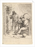 Two male peasants holding pipes before a fireplace, one seated with the pipe held…, After 1625-90 by Unknown