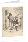 Two male peasants holding pipes before a fireplace, one seated with the pipe held…, After 1625-90 by Unknown