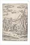 The forger standing by an anvil pulling a man in chains, from the series 'The var…, ca. 1540-1550 by Domenico Beccafumi