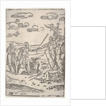 The forger standing by an anvil pulling a man in chains, from the series 'The var…, ca. 1540-1550 by Domenico Beccafumi