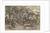 Mary seated beneath trees with baby, flanked by Joseph at left and St. Jerome at right; St…, 1517 by Domenico Campagnola