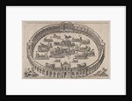 Naval engagement set inside a Roman arena, with the river Tiber and nymphs at lower lef…, 1577-85 by Etienne Duperac