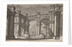 Two ladies and two gentlemen dancing within an ornate architectural setting, a fountain at…, 1765 by Francesco Galli Bibiena