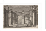 Two ladies and two gentlemen dancing within an ornate architectural setting, a fountain at…, 1765 by Francesco Galli Bibiena