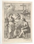 A monkey working a mortar and pestle, below Lorenzo Lippi writing his humorous …, ca. 1710-64 by Francesco Zuccarelli