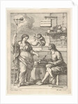 A monkey working a mortar and pestle, below Lorenzo Lippi writing his humorous …, ca. 1710-64 by Francesco Zuccarelli