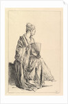 Femme assise, de profil à droite, jouant de l'eventail, 1720-70 by Francois Boucher