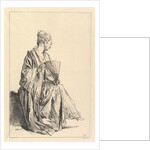 Femme assise, de profil à droite, jouant de l'eventail, 1720-70 by Francois Boucher