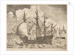 Armed Four-Master Putting Out to Sea from The Sailing Vessels, ca. 1555-56 by Frans Huys