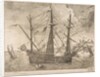 Armed Three-Master Anchored Near a City from The Sailing Vessels, ca. 1555-56 by Frans Huys