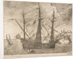 Armed Three-Master Anchored Near a City from The Sailing Vessels, ca. 1555-56 by Frans Huys