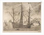 Armed Three-Master Anchored Near a City from The Sailing Vessels, ca. 1555-56 by Frans Huys