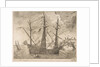 Armed Three-Master Anchored Near a City from The Sailing Vessels, ca. 1555-56 by Frans Huys