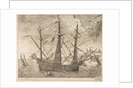 Armed Three-Master Anchored Near a City from The Sailing Vessels, ca. 1555-56 by Frans Huys