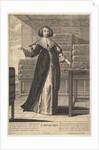 Arithmetic: a young woman standing at a table, holding a sheet with inscribed numbers i…, 1633-35 by Gilles Rousselet