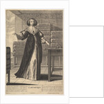 Arithmetic: a young woman standing at a table, holding a sheet with inscribed numbers i…, 1633-35 by Gilles Rousselet