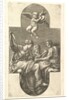 Three Muses and a Putto with Cymbals, a cruciform composition, from a series of eight com…, 1560s by Giorgio Ghisi