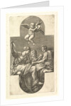 Three Muses and a Putto with Cymbals, a cruciform composition, from a series of eight com…, 1560s by Giorgio Ghisi