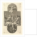 Three Muses and a Putto with Cymbals, a cruciform composition, from a series of eight com…, 1560s by Giorgio Ghisi