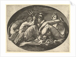 Pluto, Neptune, Minerva and Apollo, from a series of eight compositions after Francesco P…, 1560s by Giorgio Ghisi