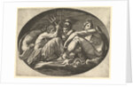 Pluto, Neptune, Minerva and Apollo, from a series of eight compositions after Francesco P…, 1560s by Giorgio Ghisi