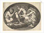 Hercules, Bacchus, Pan, and Saturn, from a series of eight compositions after Francesco P…, 1560s by Giorgio Ghisi