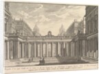 View of a courtyard with a loggia, fountains, statues, and other ornament by Giovanni Battista Piranesi