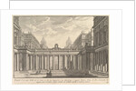 View of a courtyard with a loggia, fountains, statues, and other ornament by Giovanni Battista Piranesi