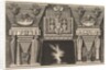 Chimneypiece in the Egyptian style: Two mummies in profile on the left and two figures…, ca. 1769 by Giovanni Battista Piranesi