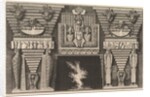 Chimneypiece in the Egyptian style: Two mummies in profile on the left and two figures…, ca. 1769 by Giovanni Battista Piranesi