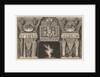 Chimneypiece in the Egyptian style: Two mummies in profile on the left and two figures…, ca. 1769 by Giovanni Battista Piranesi