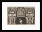 Chimneypiece in the Egyptian style: Two mummies in profile on the left and two figures…, ca. 1769 by Giovanni Battista Piranesi
