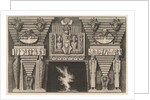 Chimneypiece in the Egyptian style: Two mummies in profile on the left and two figures…, ca. 1769 by Giovanni Battista Piranesi