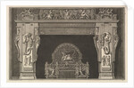 Chimneypiece: Frieze of trophies and winged Victories on the lintel, with cornucopias …, ca. 1769 by Giovanni Battista Piranesi