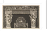 Chimneypiece: Frieze of trophies and winged Victories on the lintel, with cornucopias …, ca. 1769 by Giovanni Battista Piranesi