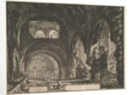 The so-called Villa of Maecenas at Tivoli. Interior with two figures in the opening of…, ca. 1764 by Giovanni Battista Piranesi