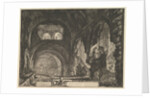 The so-called Villa of Maecenas at Tivoli. Interior with two figures in the opening of…, ca. 1764 by Giovanni Battista Piranesi